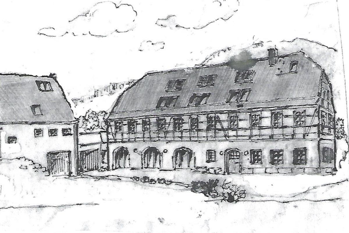Alter Gutshof Papstdorf gezeichnet von Kl. Altenburger Alter Gutshof Papstdorf gezeichnet von Kl. Altenburger